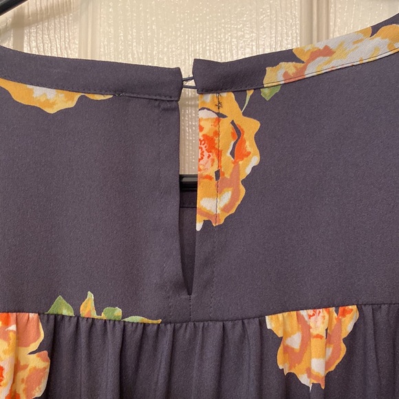 Loft SP Gray Floral Print Long Sleeve Shift Dress - Picture 7 of 9